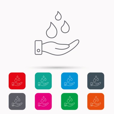 Su simge kaydetmek. Su ile el işareti damla.