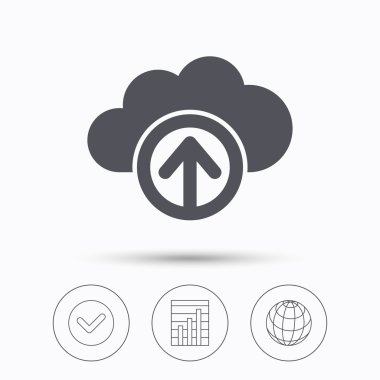 Bulut simgesinden yükleyin. Veri depolama işareti.