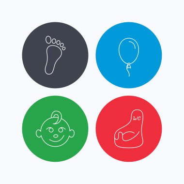 Ayak izi, bebek çocuk ve çocuk tuvalet simgeleri.