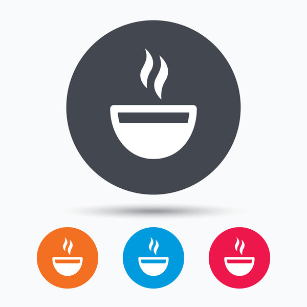 Coffee cup icon. Hot tea drink sign.