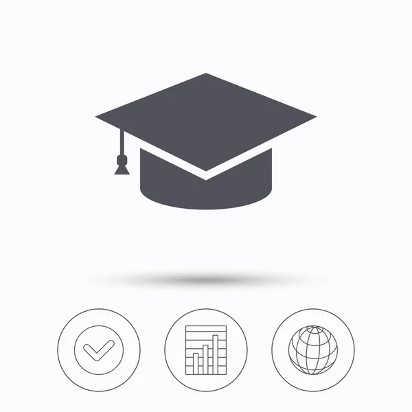 Icono de educación. Señal de la tapa de graduación . — Vector de stock