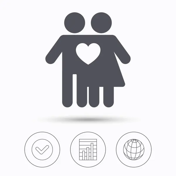 Couple love icon. Traditional young family sign. — Stock Vector