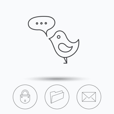 Kilit, klasörü el ve e-posta simgeleri.