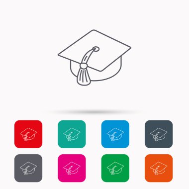 Mezuniyet kap simgesi. Diploma töreni işareti.