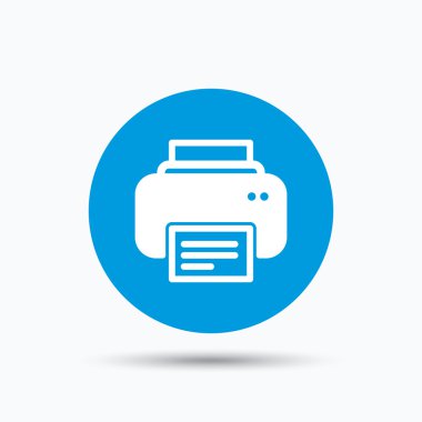 Yazıcı simgesi. Baskı teknolojisi işareti Makaleler.