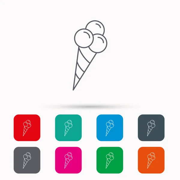 Ice cream met drie ballen pictogram. Zoet dessert. — Stockvector