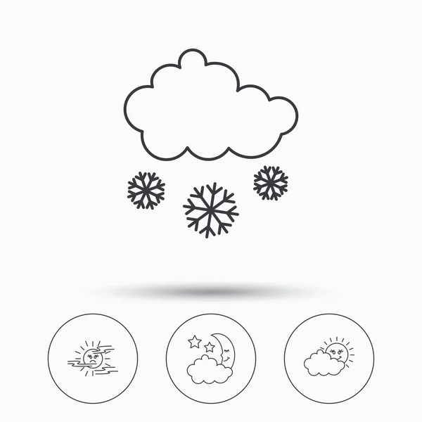 Clima, niebla e iconos de nieve . — Vector de stock