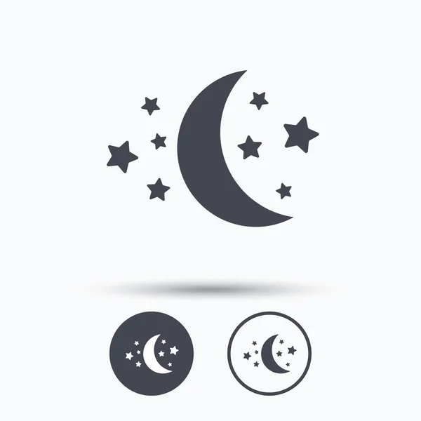 Icono de luna y estrellas. Señal de sueño nocturno . — Archivo Imágenes Vectoriales