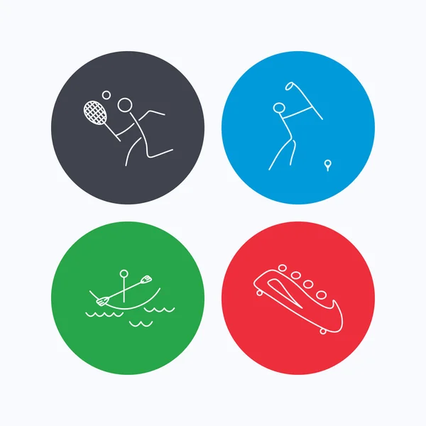 Icônes de canotage, tennis et golf . — Image vectorielle