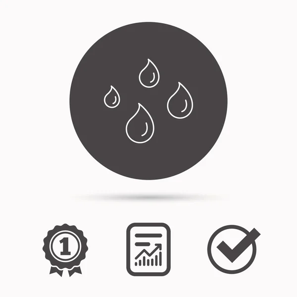 Gotas de agua icono. Señal de lluvia o lavado . — Vector de stock