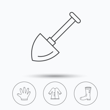 Kürek, çizme ve eldiven simgeler.