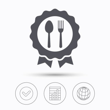 Ödül madalya simgesi. Gıda kazanan amblemi işareti.