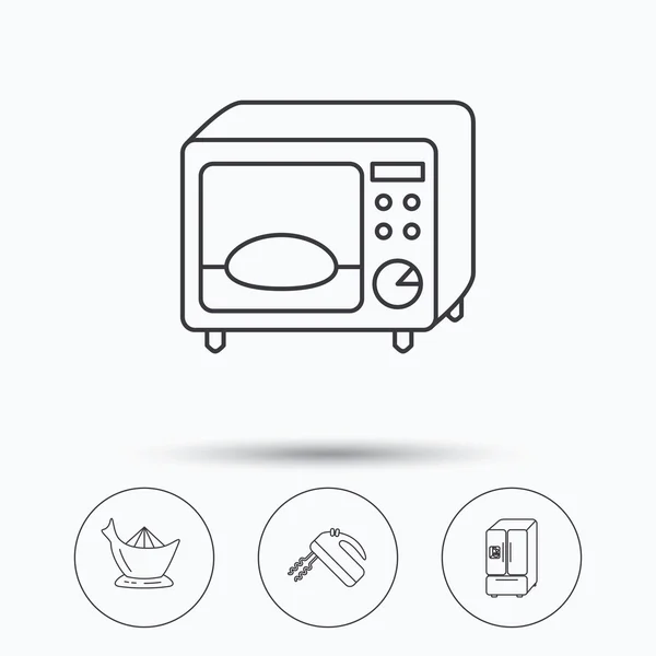Mikrodalga fırın, buzdolabı ve blender Amerikan tarzı simgeleri. — Stok Vektör