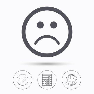 Üzgün smiley simgesi. Kötü geribildirim işareti.