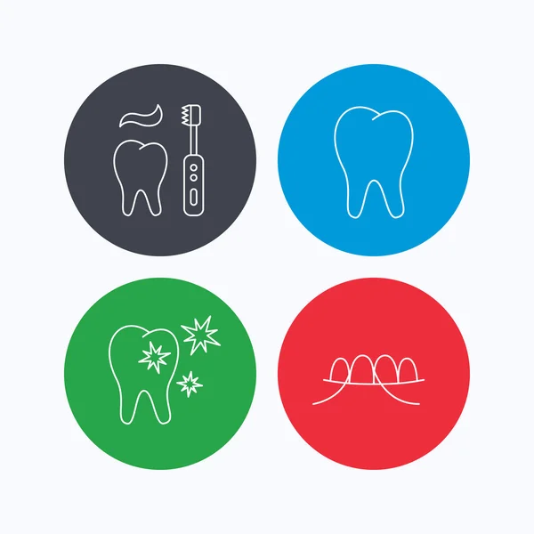デンタルフロス、歯、健康な歯のアイコン. — ストックベクタ