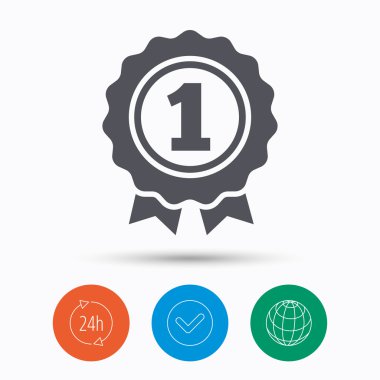 Ödül madalya simgesi. Kazanan amblemi işareti.