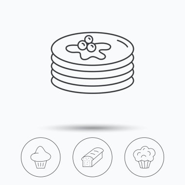 Krep, börek çörek ve tost simgeler ekmek.