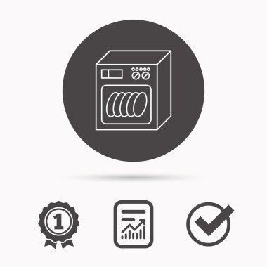 Bulaşık makinesi simgesi. Mutfak aletleri işareti.