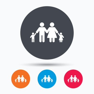 Aile simgesi. Baba, anne ve çocuk işareti.