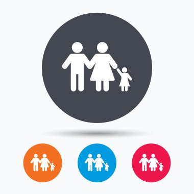 Aile simgesi. Baba, anne ve çocuk işareti.