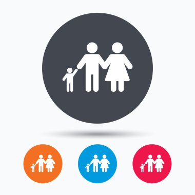 Aile simgesi. Baba, anne ve çocuk işareti.