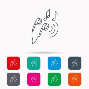 Kulaklık simgesi. Nota işaretleri.