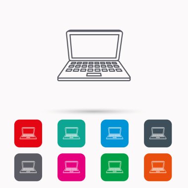 Dizüstü bilgisayar simgesi. Taşınabilir bilgisayar işareti.