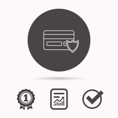 Koruma kredi kartı simgesi. İşareti alışveriş.