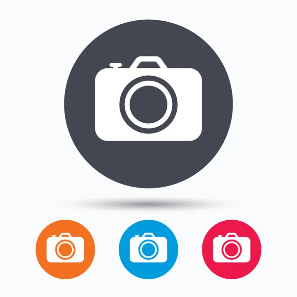 Icono de cámara. Signo de cámara fotográfica profesional . — Vector de stock