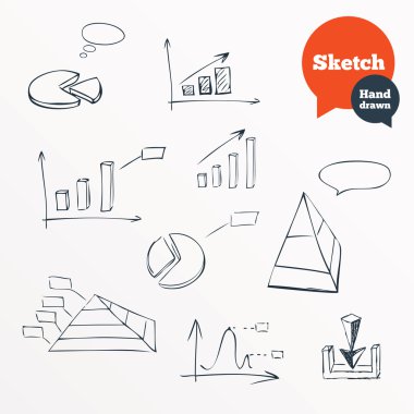 Sketched chart of sales. Hand drawn diagram.