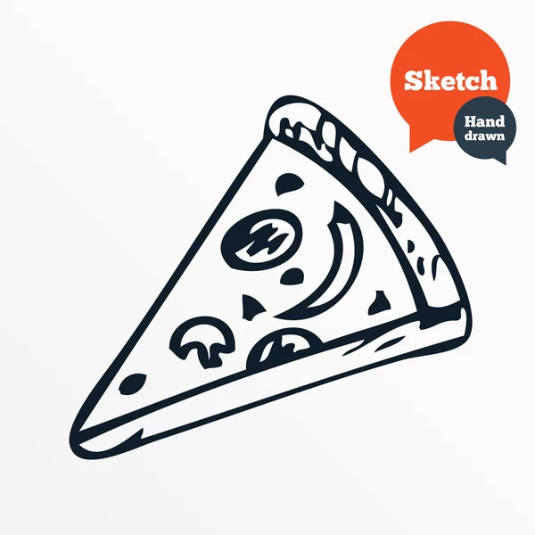 Hand drawn piece of pizza. Sketched pizza slice. — Stok Vektör