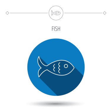 Balık simgesi. Deniz ürünleri işareti. Vejetaryen yiyecekler sembolü.