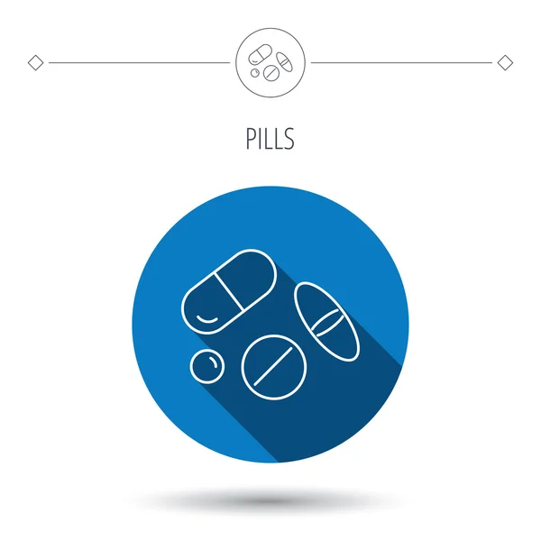 Pillen pictogram. Geneeskunde tabletten of drugs teken. — Stockvector