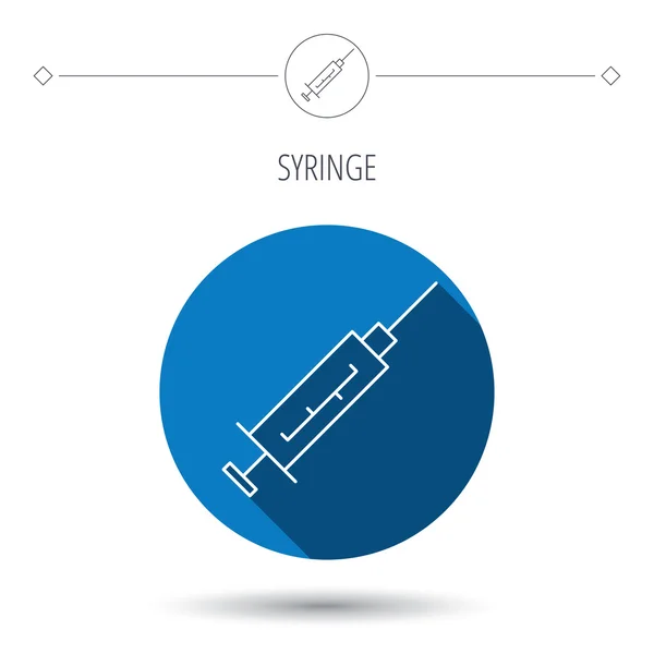 Strzykawka ikona. Wstrzykiwań lub szczepionki instrumentu. — Wektor stockowy