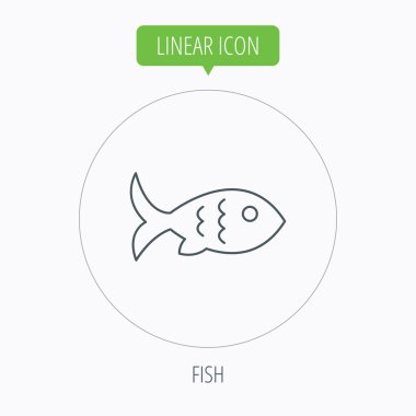 Balık simgesi. Deniz ürünleri işareti. Vejetaryen yiyecekler sembolü.