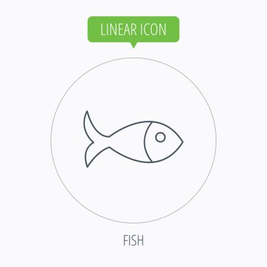 Balık simgesi. Deniz ürünleri işareti. Vejetaryen yiyecekler sembolü.