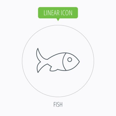 Balık simgesi. Deniz ürünleri işareti. Vejetaryen yiyecekler sembolü.