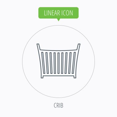 Bebek beşik yatak simgesi. Beşik veya karyolası işareti.