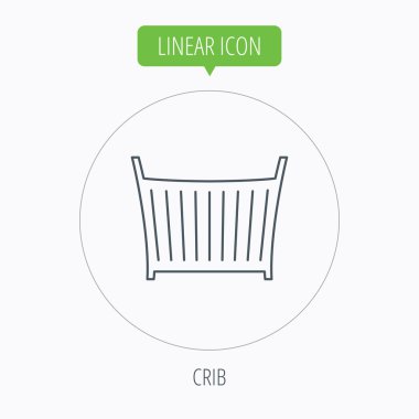 Bebek beşik yatak simgesi. Beşik veya karyolası işareti.