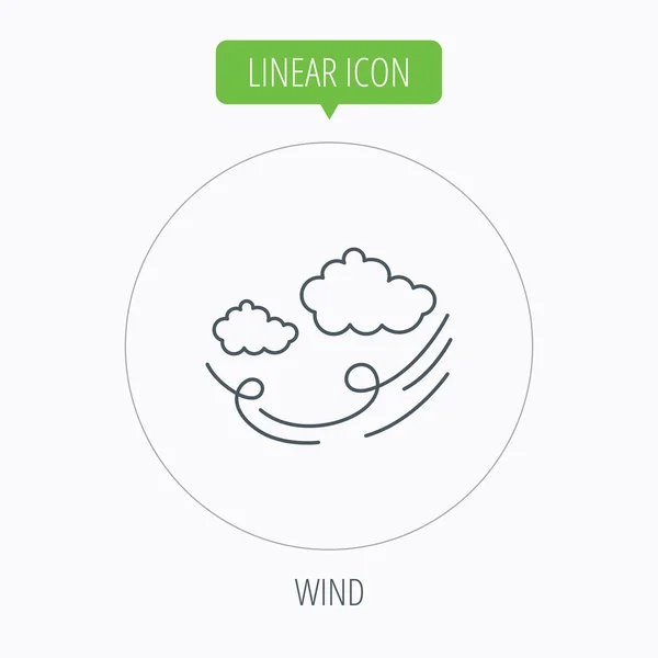 Icône vent. Nuage avec signe de tempête . — Image vectorielle