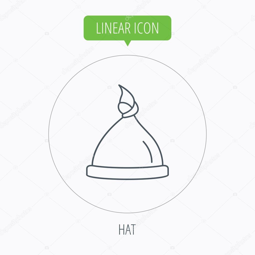 Baby hat icon. Newborn cap sign. Toddler sleeping clothes symbol. Linear outline circle button. Vector