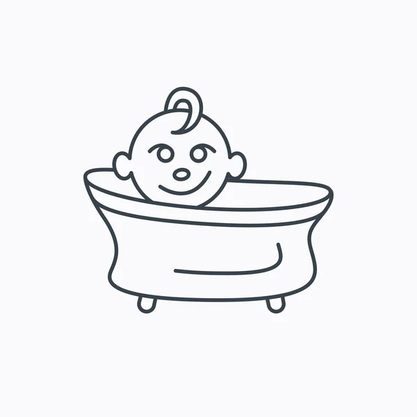 Bébé dans le bain icône. Panneau de bain pour tout-petit . — Image vectorielle