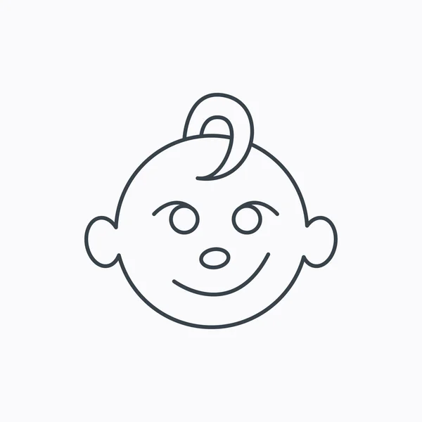 Baby boy ansikte ikon. Barn med leende tecken. — Stock vektor