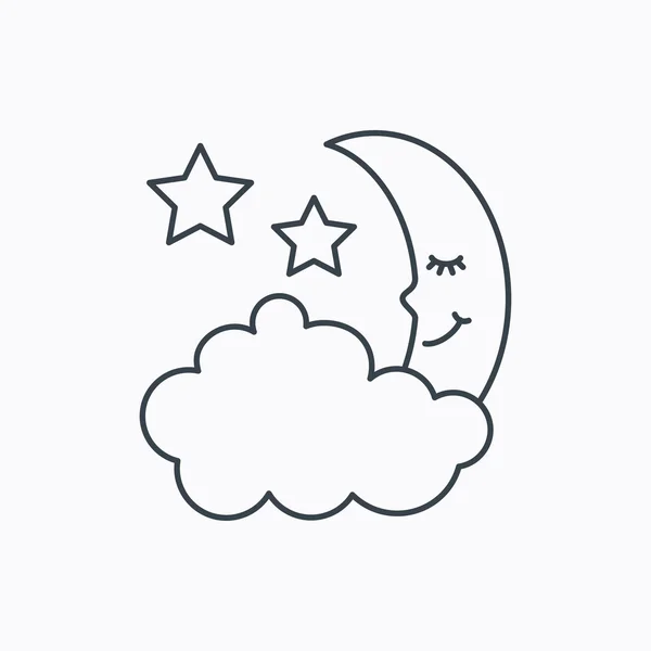 Night or sleep icon. Moon and stars sign. — Stock Vector