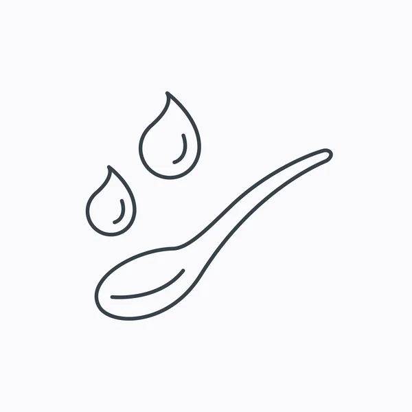 Kaşık su ile simge bırakır. Bebek ilaç dozu.