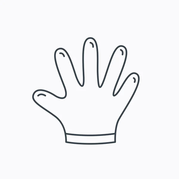 Rubber handschoenen pictogram. Latex hand bescherming teken. — Stockvector