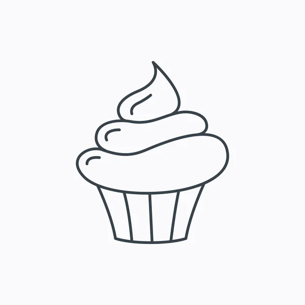 Cupcake pictogram. Dessert taart teken. — Stockvector