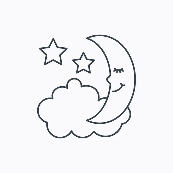 Night or sleep icon. Moon and stars sign. — Stock Vector