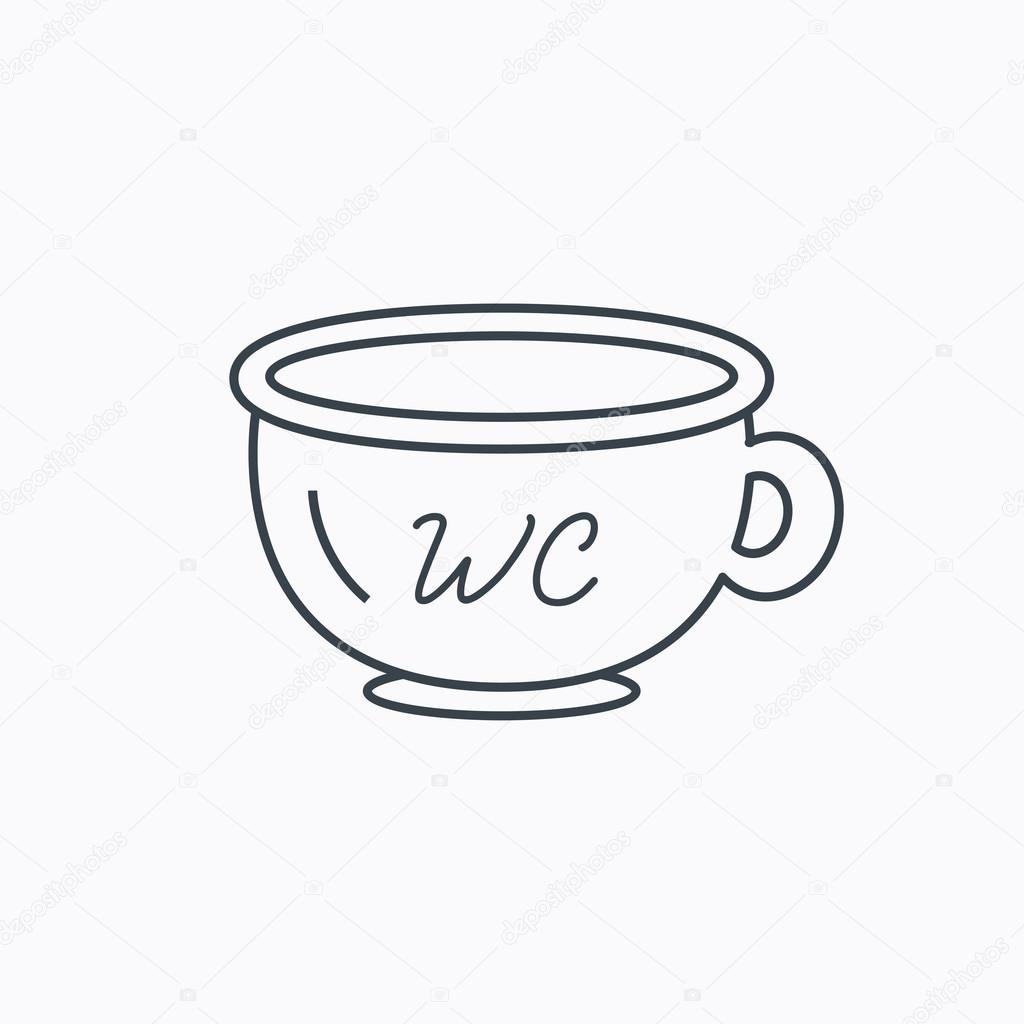 Baby wc pot icon. Child toilet sign. Washroom or lavatory symbol. Linear outline icon on white background. Vector