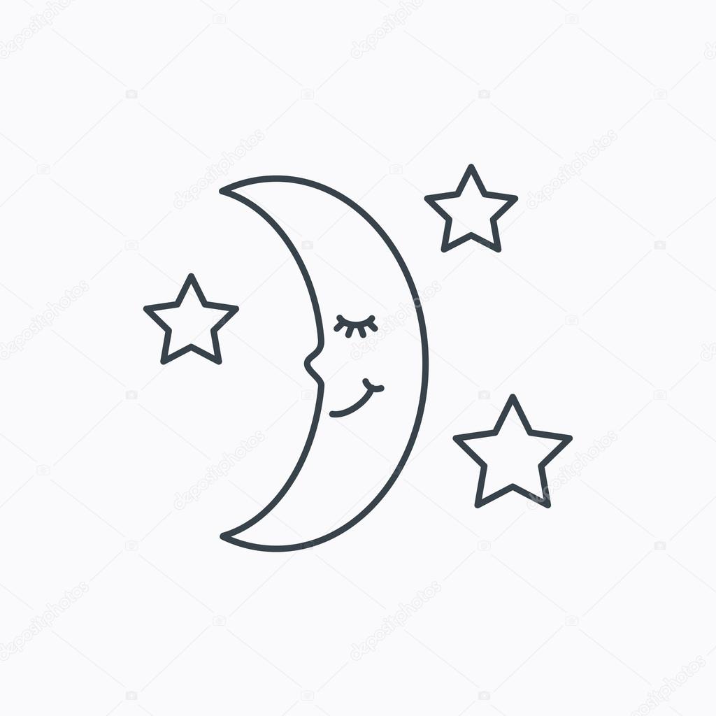 Night or sleep icon. Moon and stars sign.